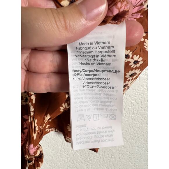 Madewell Hillside Daisies Brown Floral Tie Front V-Neck Short Sleeve Top Size M - Picture 7 of 7